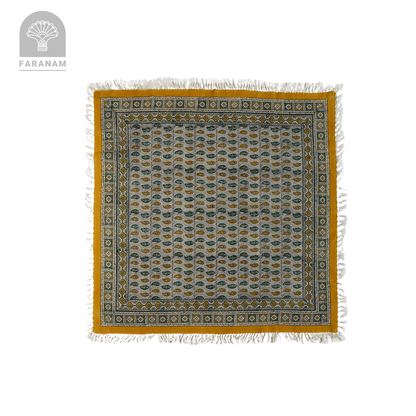 Saffron Leaf Square Hand-printed tablecloth, 2.5'x2.5'/3'x3'