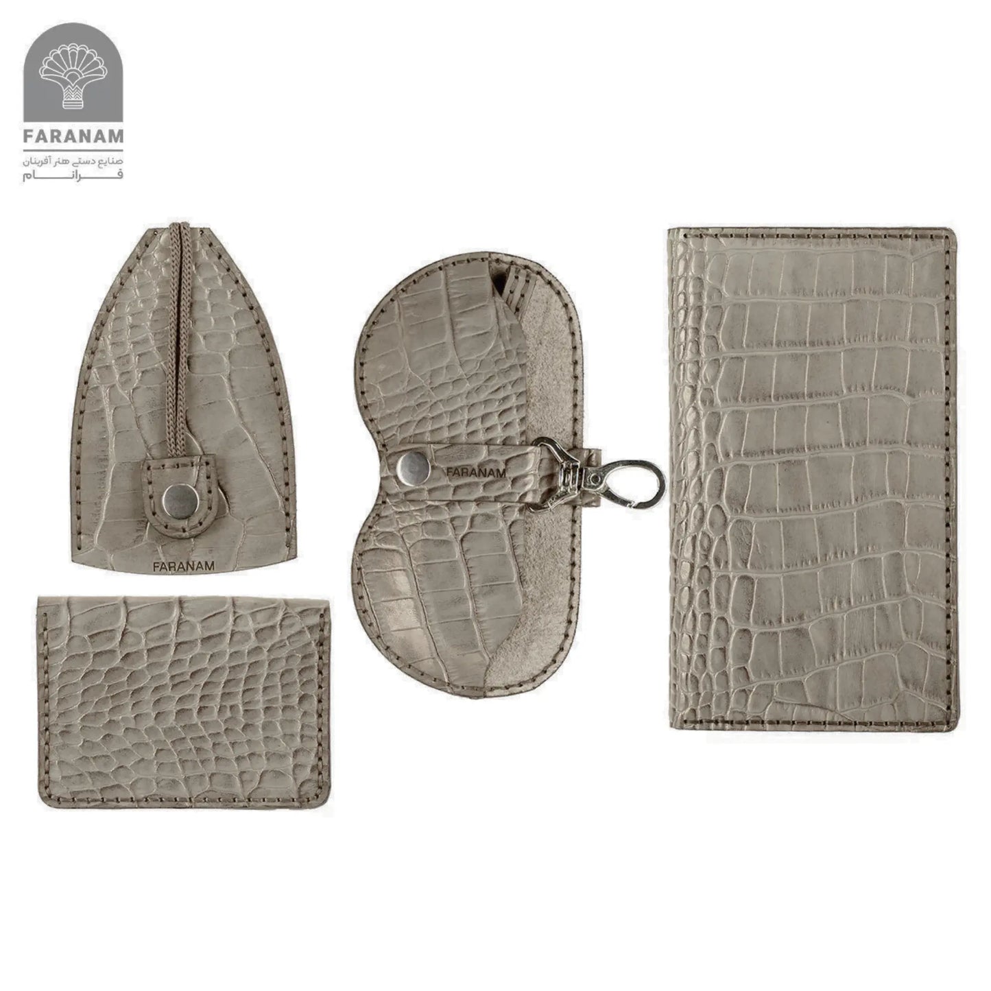 Farasa Leather Gift Set; wallet, bifold wallet, keychain, sunglasses cover, Hand-stitched Faranam