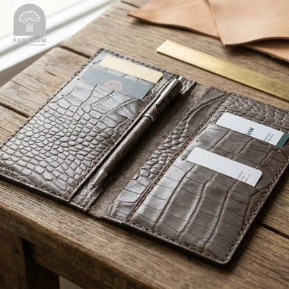 Asa Leather wallet, Genuine cowhide, Hand-stitched Faranam
