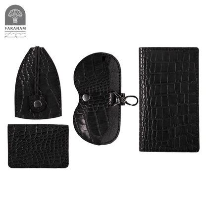 Farasa Leather Gift Set; wallet, bifold wallet, keychain, sunglasses cover, Hand-stitched