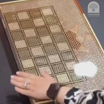 Lion & Sun, Handmade Backgammon Set & Chess Board